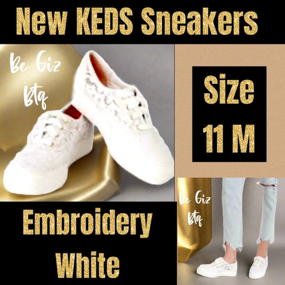 NWT Keds Triple Cream Painted Crochet Platform Sneakers Size 11 M - Picture 1 of 16